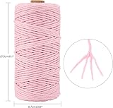 jijAcraft 3MM Pink Cotton Macrame Cord 100M String for Crafts DIY Wall Hanging view 9