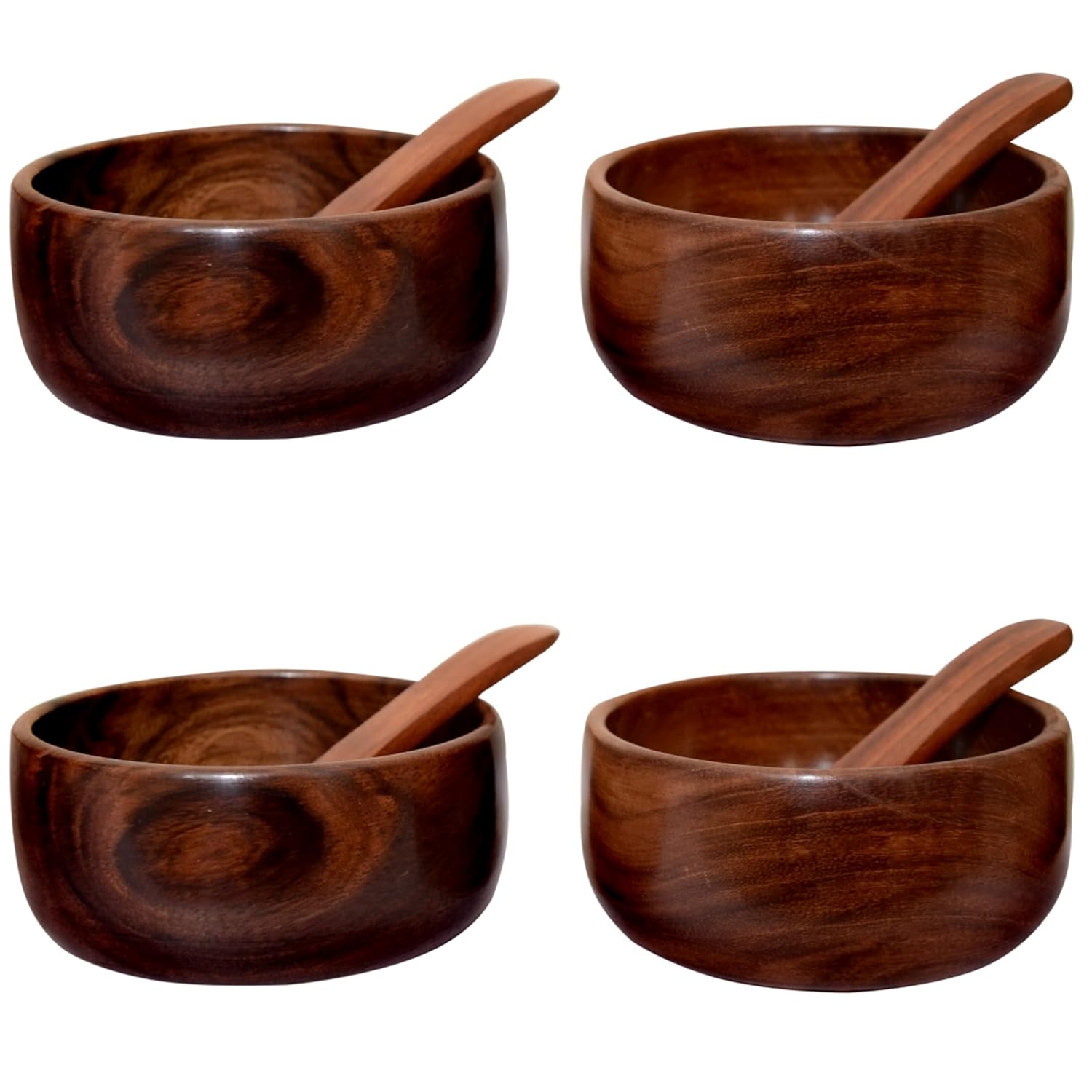 Buy Wooden Bowl with Spoon Set of 4 Bowl Pack of 1 Online at Low Prices