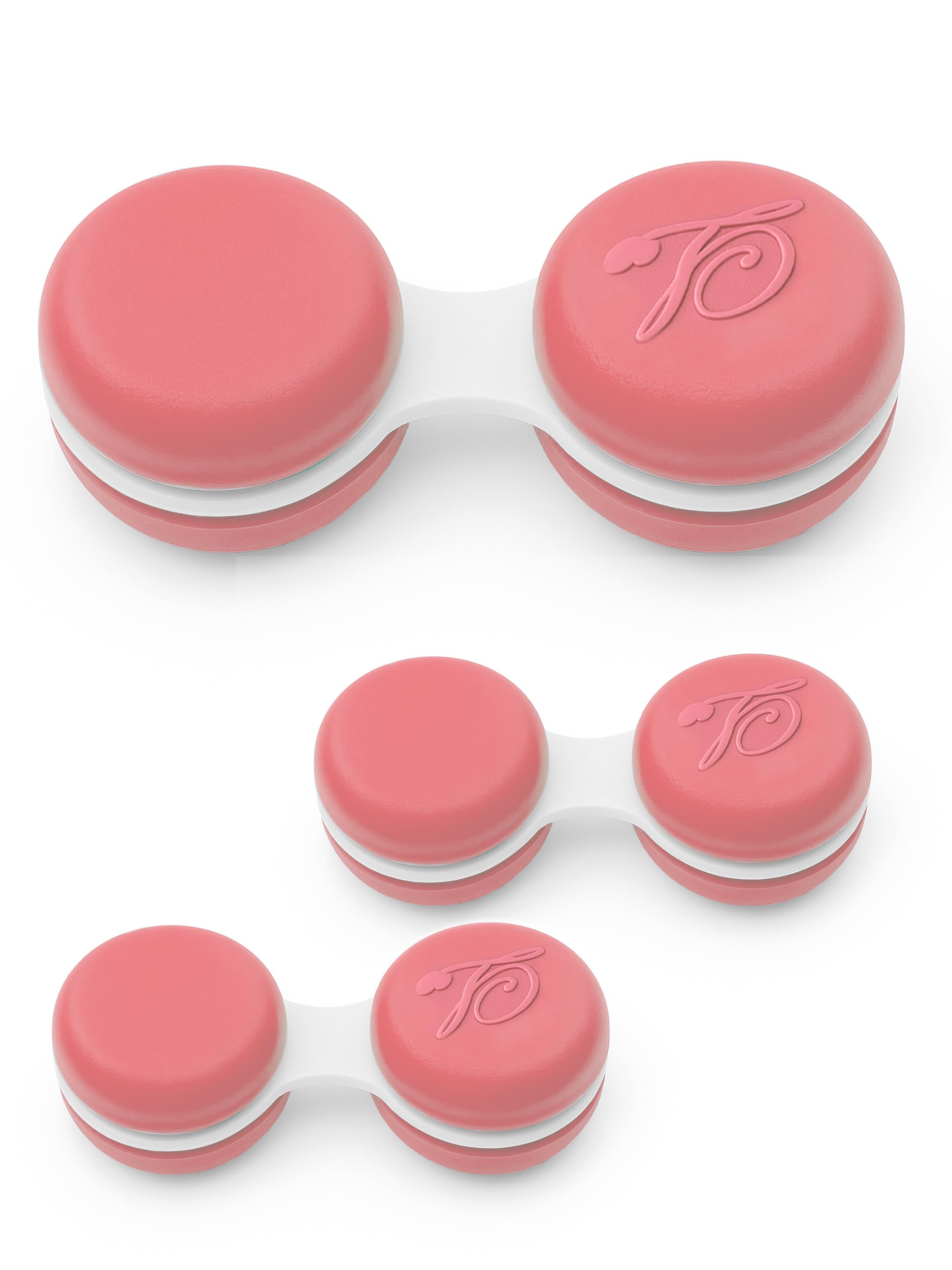 SPORTS WORLD VISION 3PC Pink Macaroon Contact Lens Case | Compact, Portable & Leakproof Contact Lens Holder | Durable, Travel-Friendly Contact Lens Solution Box with Same Color Set