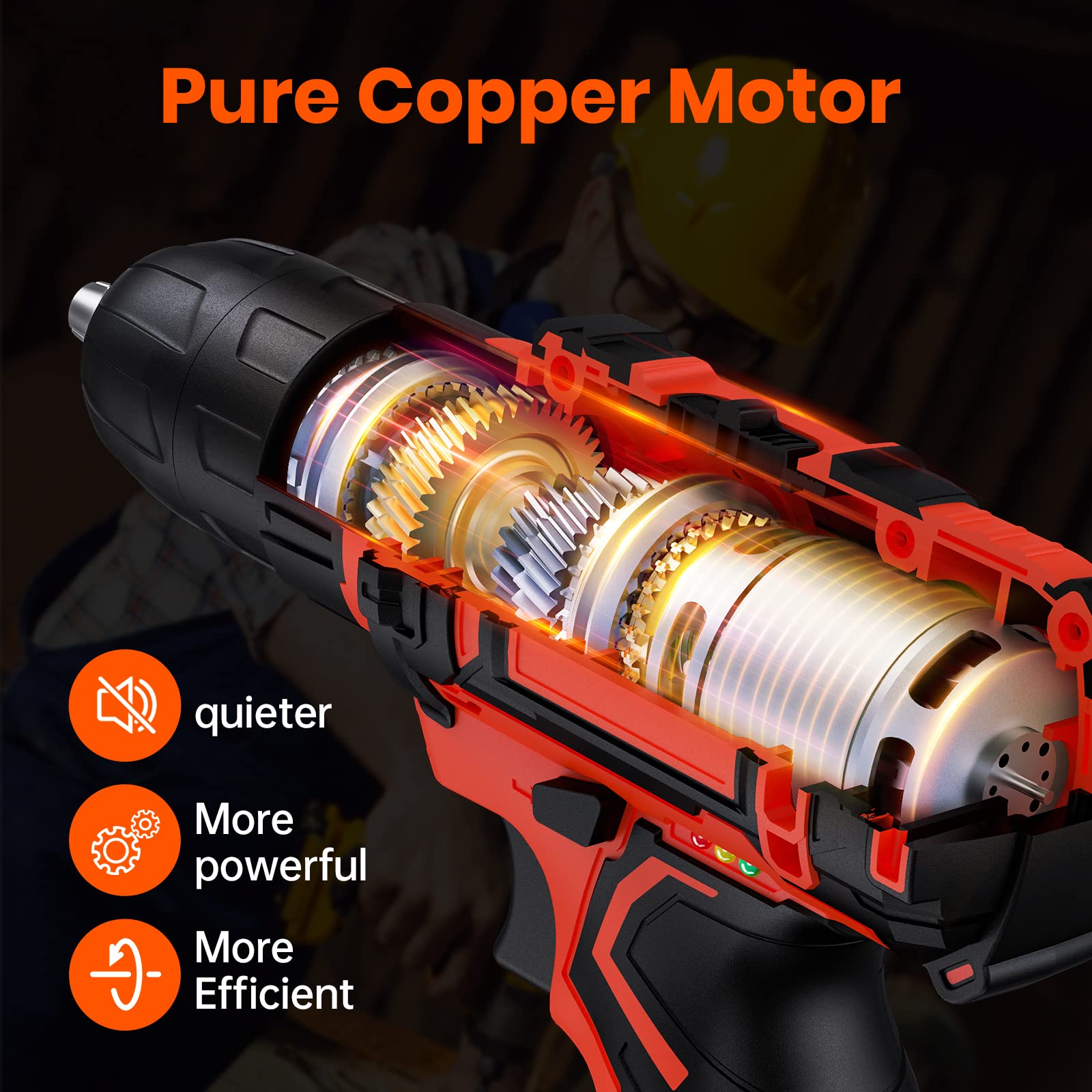 Drill Set, OUBEL 12V Cordless Drill with 42 Acessories, Home Power Drill Cordless with 3/8