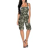Hybrid & Company Womens Leisure Adjustable Straps Stretch Bermuda Short Denim jumpsuits Overalls