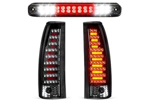 Bomusou Tail Light Assembly + 3rd Brake Light Fit for Chevy GMC C/K 1500 2500 3500 88-99, for Chevy Silverado 94-98, for Chev