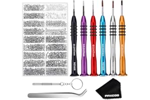 Paxcoo Eyeglasses Repair Kit Including 1000Pcs Small Screws Set and 6 Pcs Precision Screwdrivers for Glasses and Sunglasses R