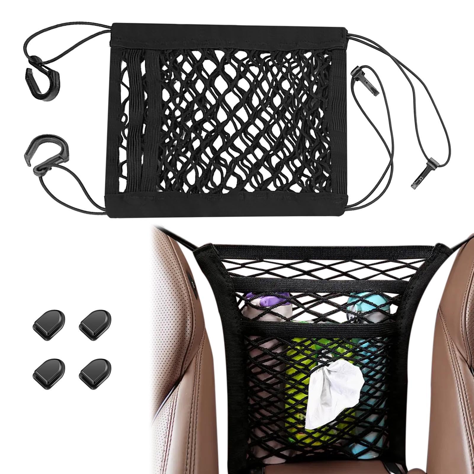 Onyxify Dog Car Barrier Back Seat Mesh Disturb Stopper Safe Driving Retractable Storage Bag Multifunctional Car Dog Guardrail(COLOR:black)