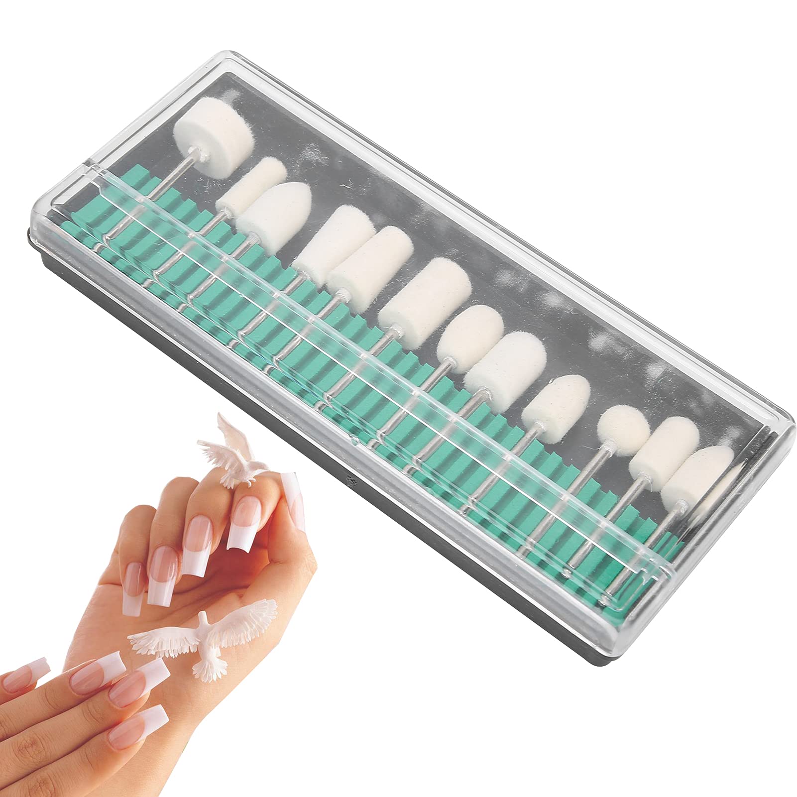 Nail Polishing Head, 12pcs Nail Drill Bit Soft for Home for Nail Salon