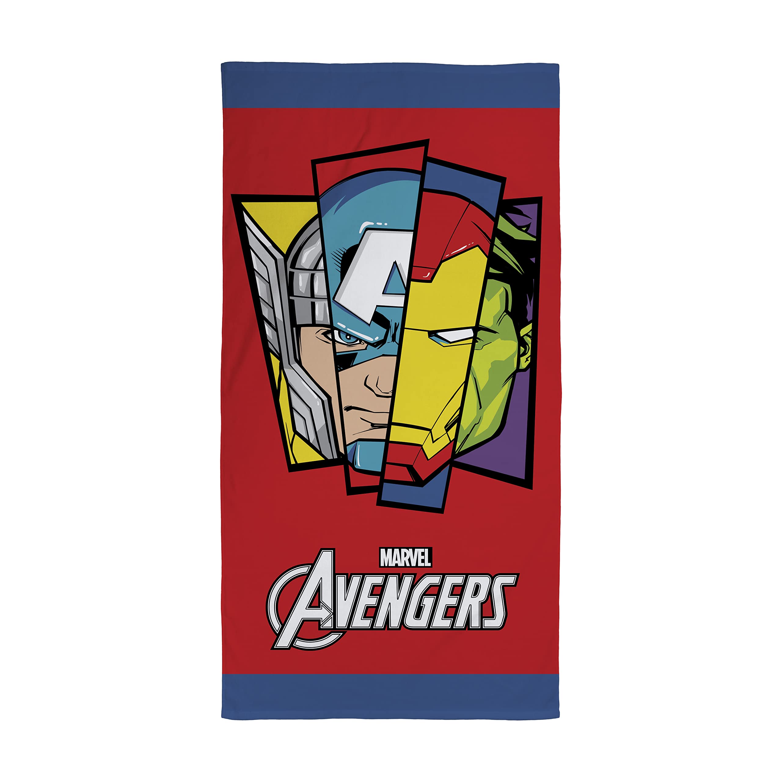 Character World Official Disney Marvel Avengers Towel | Super Soft Feel, Badge Design | Perfect The Home, Bath, Beach & Swimming Pool | One Size 140cm x 70cm