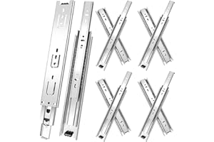 JI2OOYI 20 inch Drawer Slides 4 Pairs (8pcs) 3 fold Full Extension Side Mount Cabinet Drawer Glides 20" Silver Cabinet Rails for Dresser, Cabinet, Kitchen,Trash Can, Wardrobe 100 LB Capacity