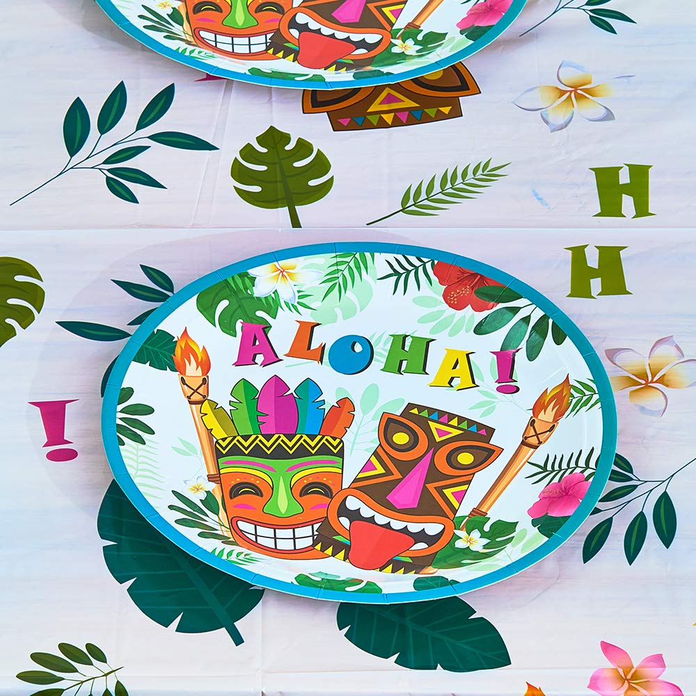 WERNNSAI Hawaiian Luau Party Supplies – 50PCS 9″ Disposable Aloha