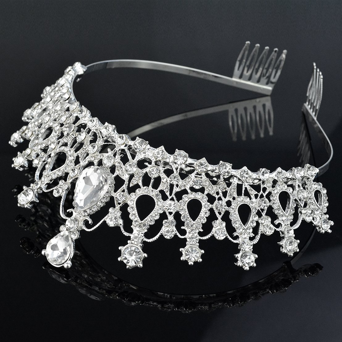 SUMERSHA Wedding Tiara Crown with Comb Bridal Pageant Rhinestone Crystal Prom Gorgeous Headband Hair Accessories For Party Birthday Christmas