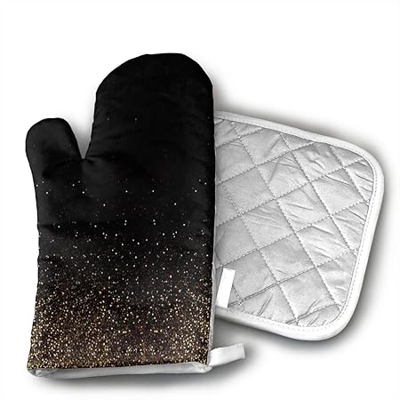 NoveltyGloves guantes de horno negros y dorados, guantes ...