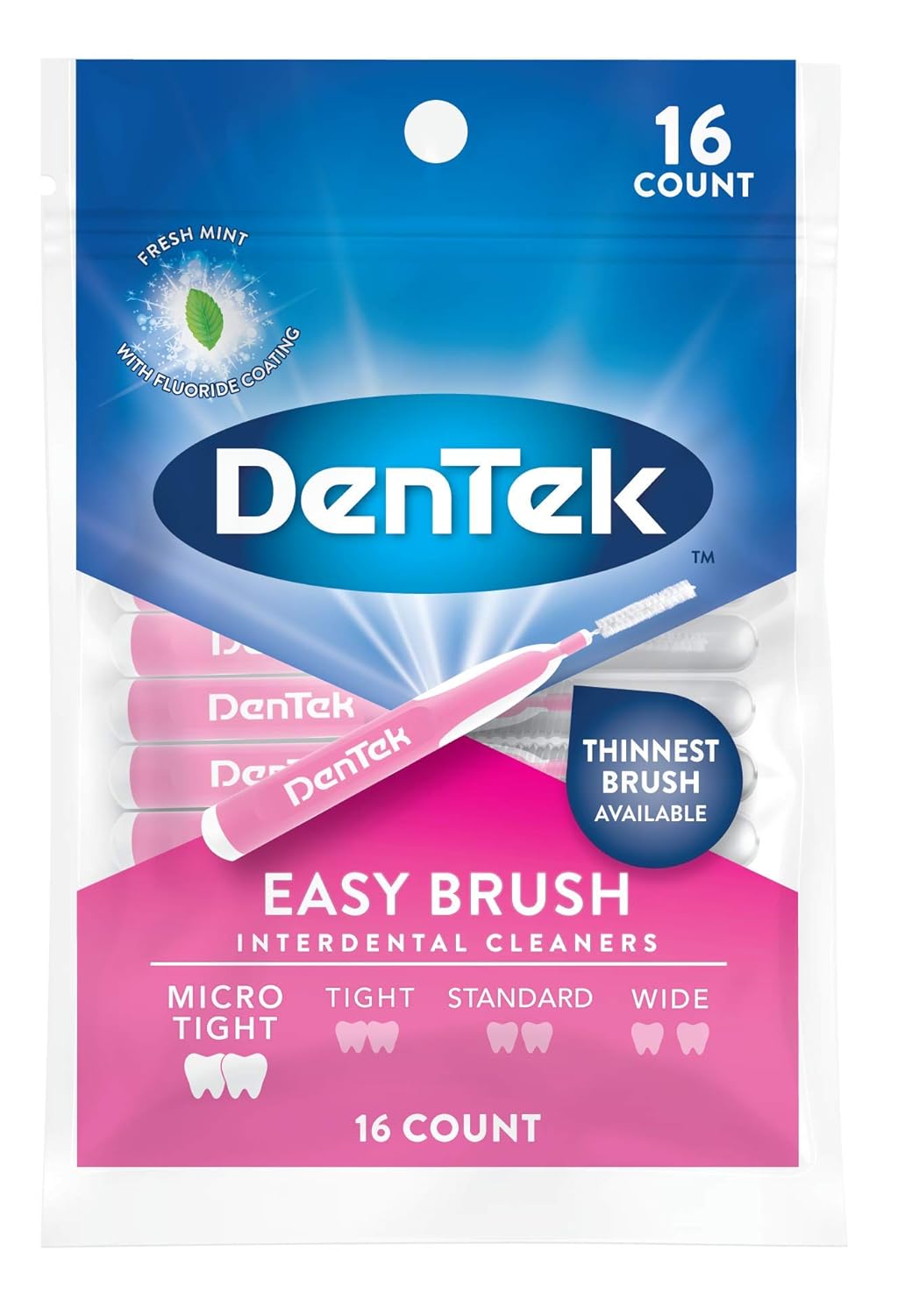 DenTek Slim Brush Interdental Cleaners | Brushes Between Teeth | Extra Tight Teeth | Mouthwash Blast Flavor | 32 Count (packaging may vary) : Flossing Products : Beauty