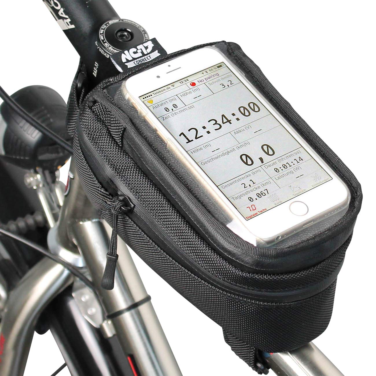 NC-17 connect Bike Case and Smartphone Case / Universal Top Tube Bag or Stem Bag with Velcro Fastener / For iPhone and Samsung Galaxy series / Universal mobile phone pocket with Storage pocket and cable outlet / Water repellent / black / suitable for ALL bicycle types