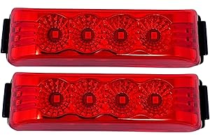 4"x1" Red Thin line Trailer Led Side Marker and Clearance Lights 4 LED with Reflectors Submersible Waterproof IP67 Sealed 12V