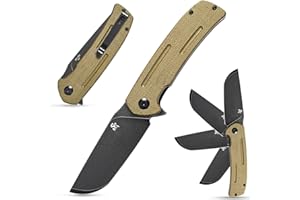 Sitivien ST133 Folding Knife,D2 Blade,Micarta Handle EDC Tool Knife for Outdoor Camping Hiking(Green)