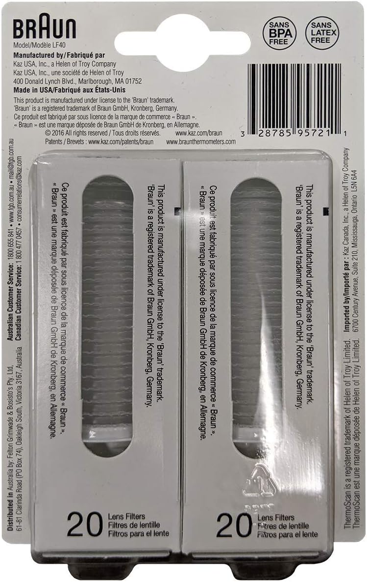 Braun ThermoScan Lens Filters for Ear Thermometer, LF40US01 (40 Count), Disposable Ear Thermometer Covers, Avoid Spreading Germs, For More Accurate Braun Ear Thermometer Readings: Health & Personal Care