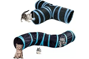 2pack Cat Tunnel Tube for Indoor Cat,Collapsible Rabbits Pet Tunnels 3Ways+Long S-Shaped Kitty Bunny Play Toy for Cat Kitten 