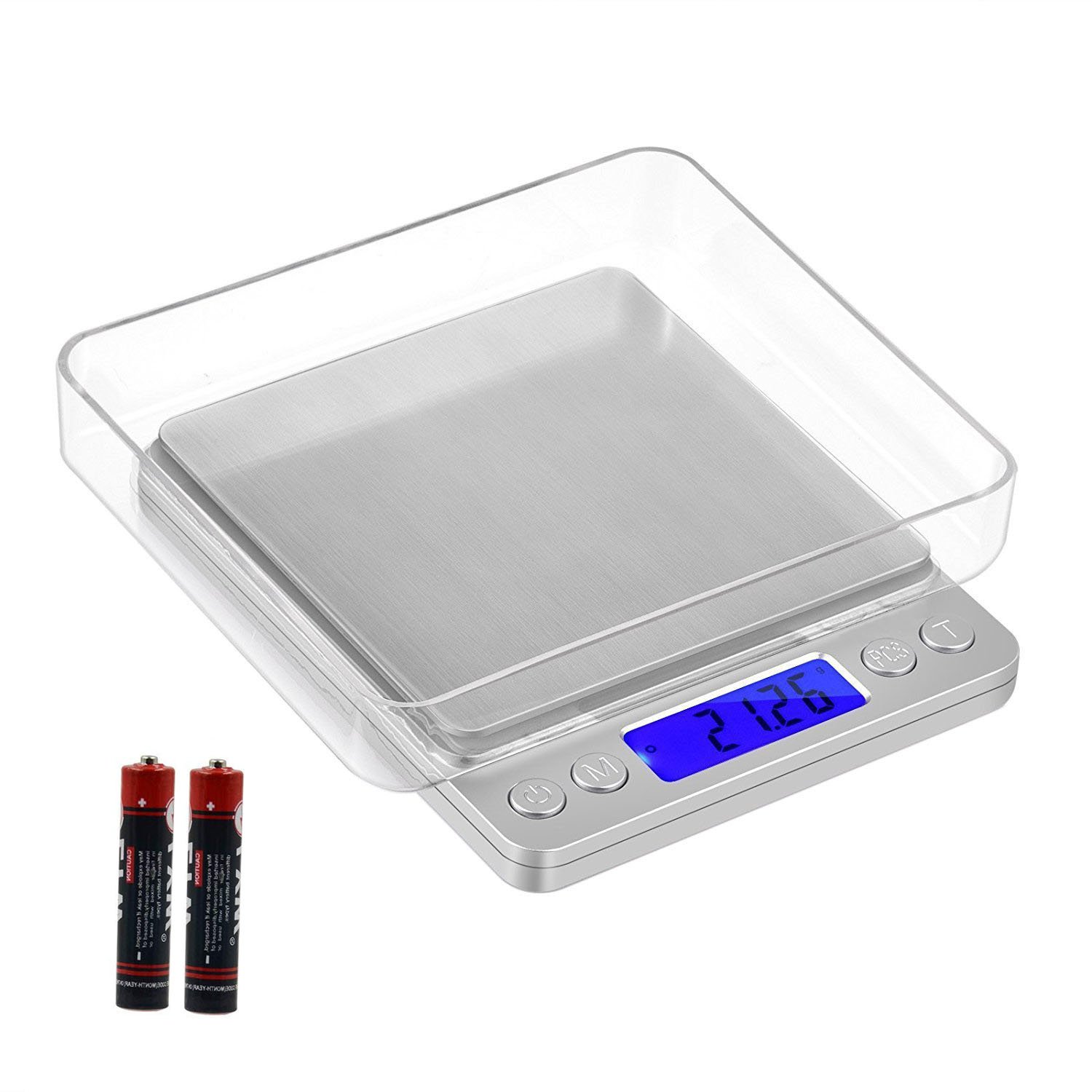 Ewolee Digital Pocket Scales - 500g x 0.01g High-precision Jewellery Scale, Food Scale, Accurate Gram and Slim Design with Platform, LCD Display, Batteries Included | 2 Trays Include