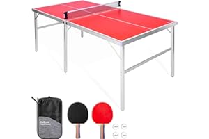 GoSports Mid-Size Table Tennis Game Set - Red or Blue - Indoor/Outdoor Portable Table Tennis Game with Net, 2 Table Tennis Pa