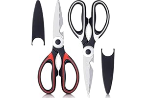 2 Pcs Kitchen Scissor, Heavy Duty Kitchen Scissors, Stainless Steel Kitchen Shear with Cover, Sharp Cooking Scissors for Meat