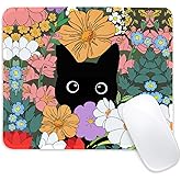 Black Cat Square Mouse Pad,Non-Slip Rubber Base Mouse Pad,Home Office Decoration Desktop Accessory,Laptop Mouse Pad for Office Laptops,9.4x7.8x0.12inch 4