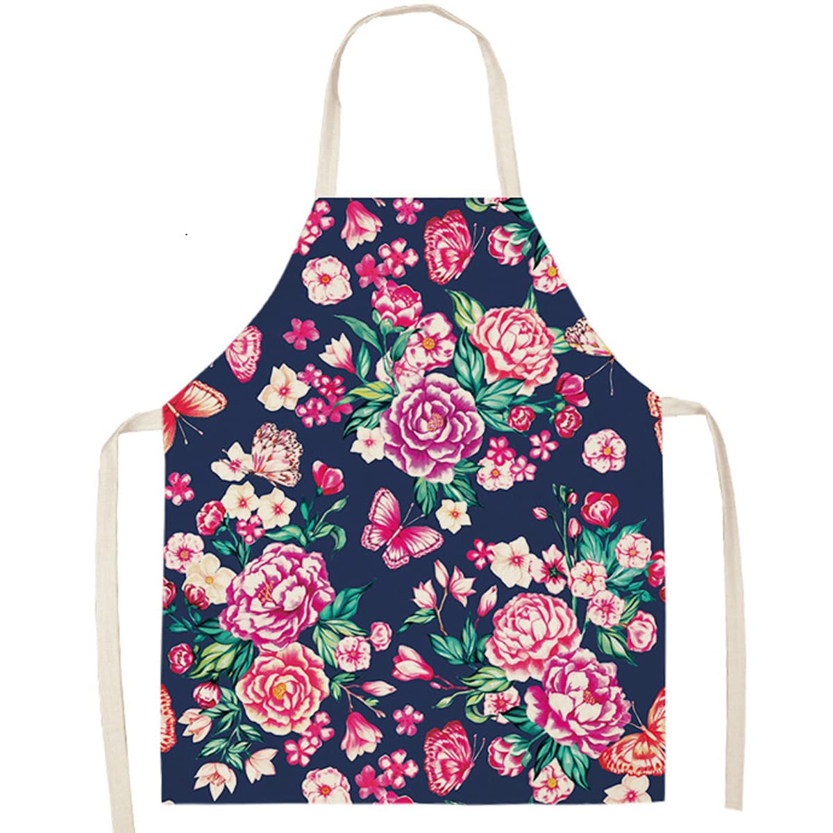 Eyands Flower Children Apron for Cooking Baking - Cute Pattern Linen Kitchen Apron for Kids, Cooking Painting Gardening Apron for Boys and Girls