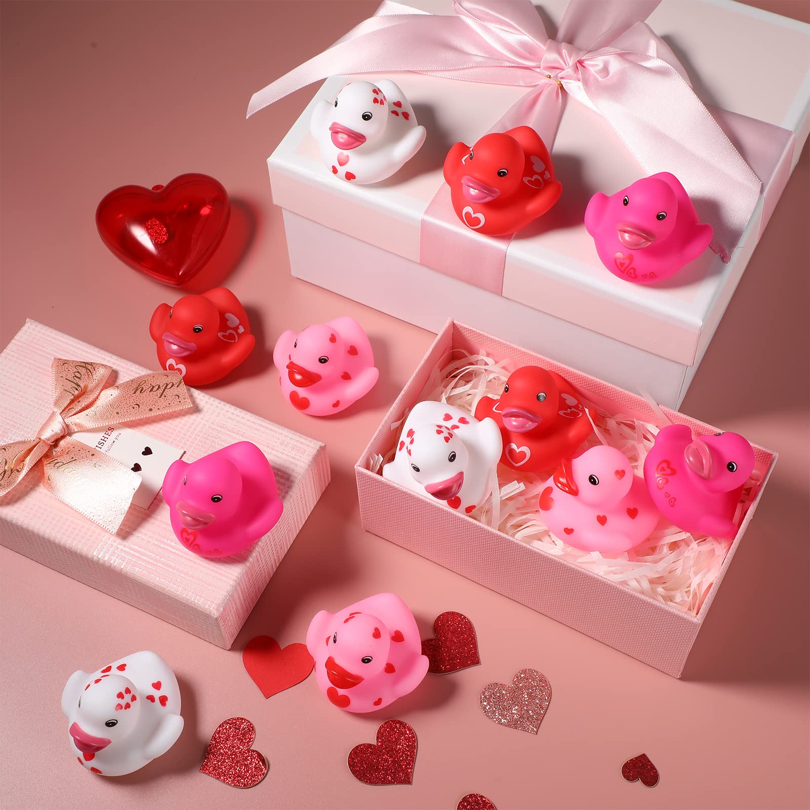 48 Pcs Valentine's Day Rubber Ducks 2 Inch Mini Valentine's Day Ducks ...