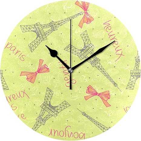 Amazon Gukisala 壁時計 油絵っぽいの質感があり掛け時計 シームレスなかわいいエッフェル塔のベクトルの背景 ナチュラル オシャレな インテリア お部屋 寝室 に 飾り 母の日 記念日 引っ越し プレゼント 置き時計 掛け時計 オンライン通販