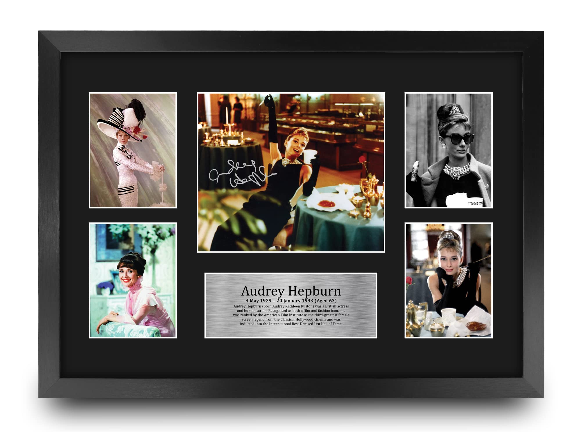 HWC Trading FR A3 Audrey Hepburn Gifts Printed Signed Autograph Picture for Movie Memorabilia Fans - A3 Framed