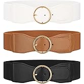 WERFORU Women Elastic Stretchy Wide Belt for Dress Ladies Stretch Thick Waist Belt with Gold O Ring Buckle