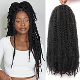 XSASLYET Marley Twist BraidIng Hair, Cuban Twist, 18 In,8 Packs,1B | Cuban Twist Hair, Marley Braiding Hair, Afro Kinky Texture, Faux Locs, Crochet Braids, Synthetic Braiding Hair Extensions