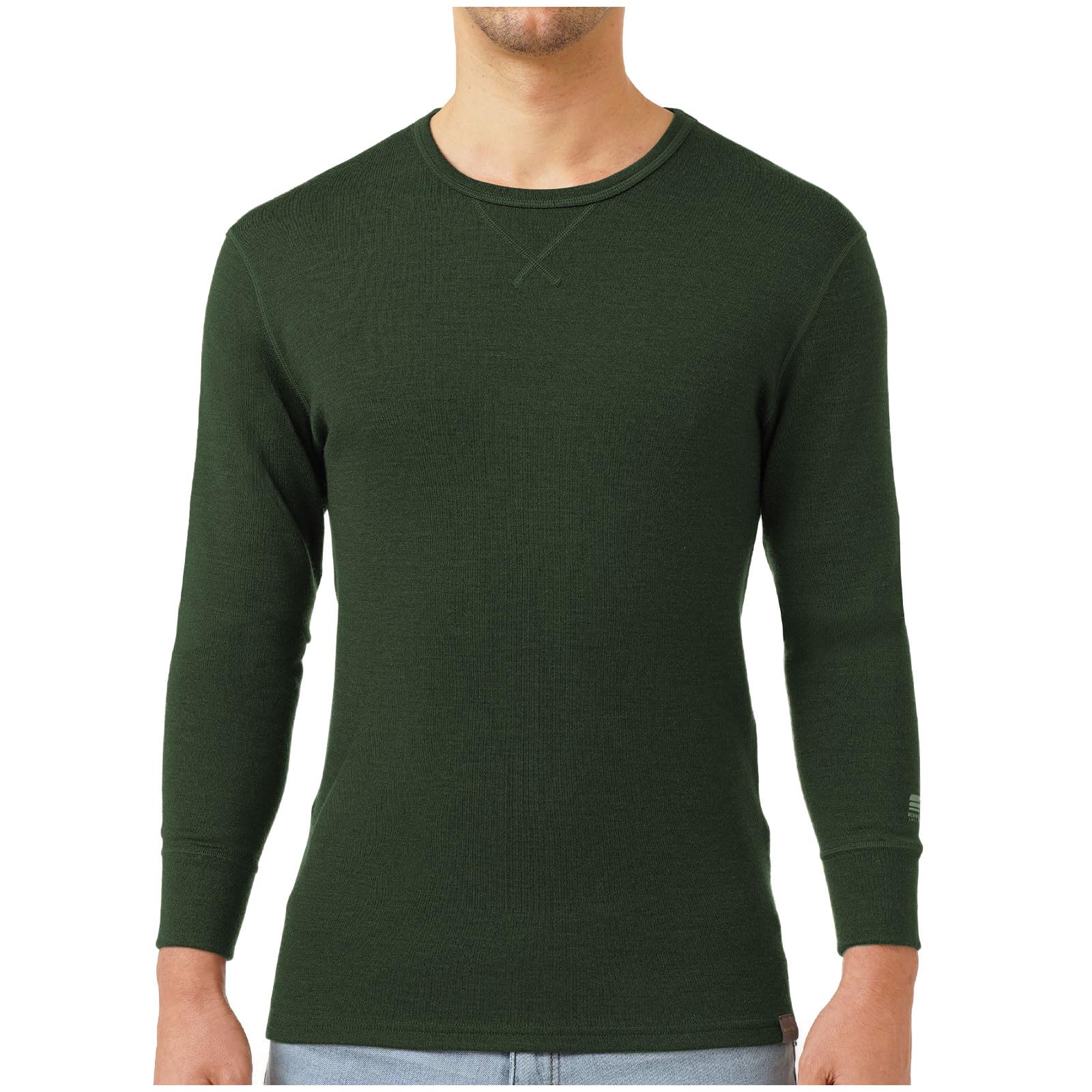 Photo 1 of MERIWOOL Mens Base Layer 100% Merino Wool Heavyweight 400g Thermal Shirt for Men Army Green small
