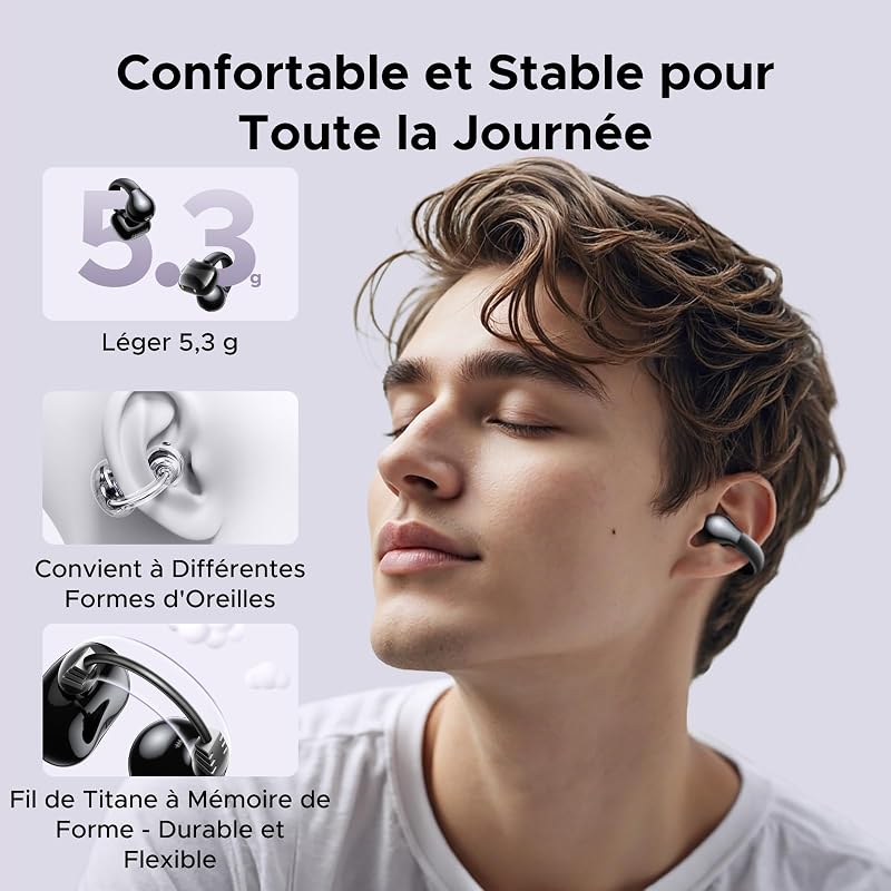 HiTune S3 Écouteurs Bluetooth sans Fil Clip Oreille Ouvert 30H ENC