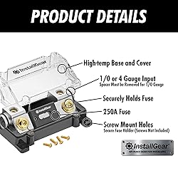InstallGear 0/2/4 Gauge AWG in-Line ANL Fuse Holder