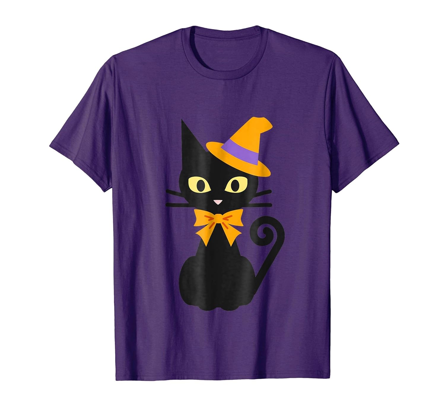 Halloween Black Cat with Hat and Bow Japanese Funny Tshirt-ANZ