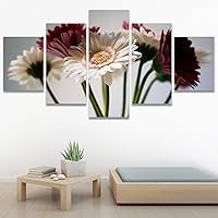 SIGNWIN 5 Panel Canvas Wall Art Modern Art Bohemian Bouquet Colorful Cool Floral Group Multicolor Photography Realism for Home Decorations Ready to Hang - 60