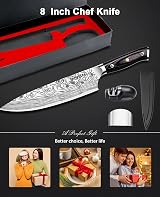 MOSFiATA 8" Chef Knife High Carbon German Steel Full Tang Pro Cooking Knife view 6
