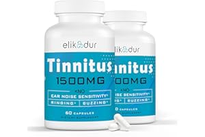 Elikadur 1500 MG Tinnitus for Ringing Ears, Tinnitus Supplement for Ear Ringing, Natural Herbal Blend & Bioflavonoids, Ear Tinnitus for Women Men Over 50, 120 Capsules