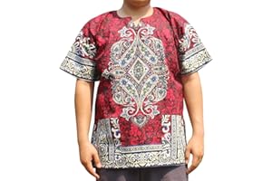 RaanPahMuang Dashiki Shirt Radiant Colors Casual Paisley Intricate Aum Print