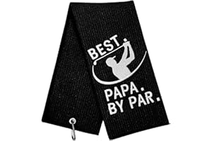 BOTOGIFT Funny Golf Towel, Best PAPA by Par, Golf Gifts for Men - Golf Accessories for Men, Embroidered Golf Towels for Golf Bags with Clip, Black