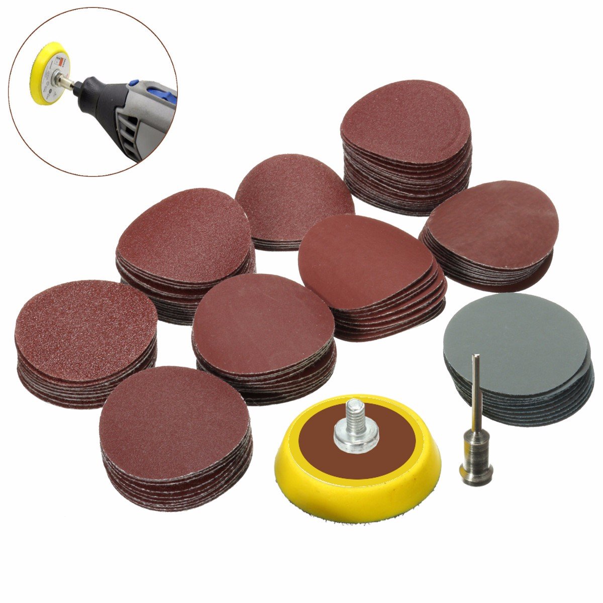 SAFETYON 102pcs Sandpaper Set with Backing Pad 1 Inch, Sandpaper 80 - 5000g, Sanding with Sanding Pad and Shaft