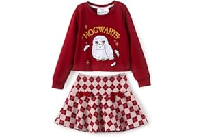 Harry Potter Girls Clothes Gryffindor Hogwarts Hedwig Owl Sweatshirts and Plaid Skirt Clothing Sets Outfits Red for Birthday