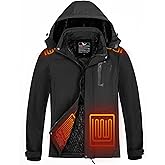 dark rescue Heated Jacket for Men, 6 Heat Zones Winter Mens Heated Jacket, with Detachable Hood Soft Shell Heating Coat