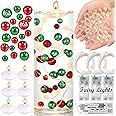 Awfrky 40,130pcs Vase Fillers Set with Clear Water Gel Beads, Beads, Floating Candles, LED String Lights for Party Decoration, Wedding Decorations Table Centerpiece(Red+Green)