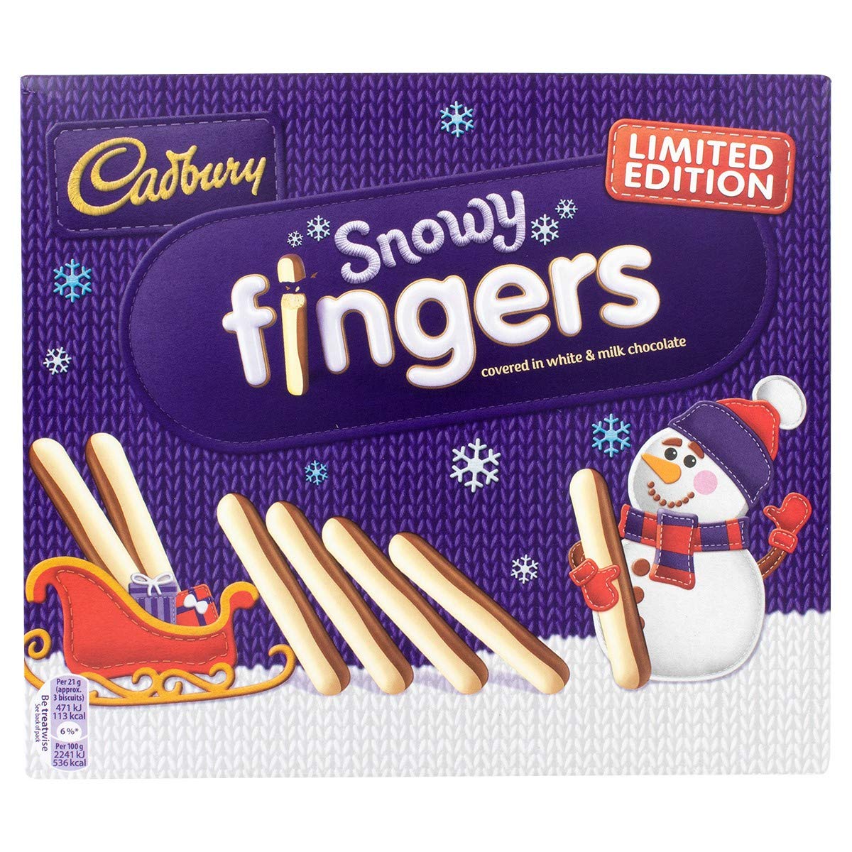 3Pack, Cadbury Milk & White Chocolate Snowy Fingers 8.11oz (230g