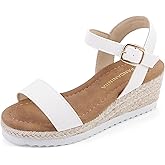 PANDANINJIA Girls Sandals Wedge Platform Espadrille Little Big Kid Girls Heels Open Toe Summer Flower Girl Dress Shoes
