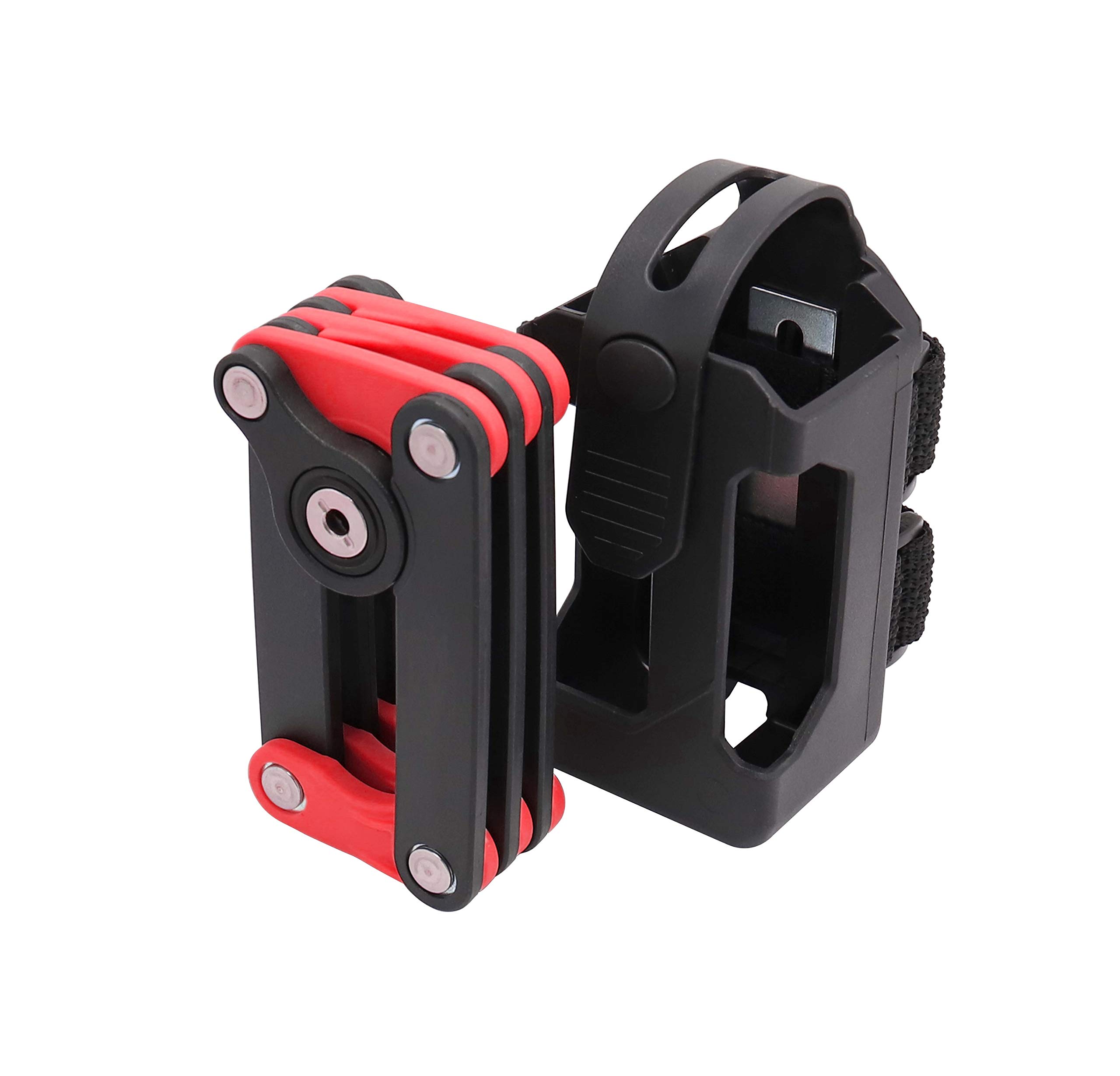 Bosvision Folding Padlock with 2 disc Keys and Mount Bracket (Red)