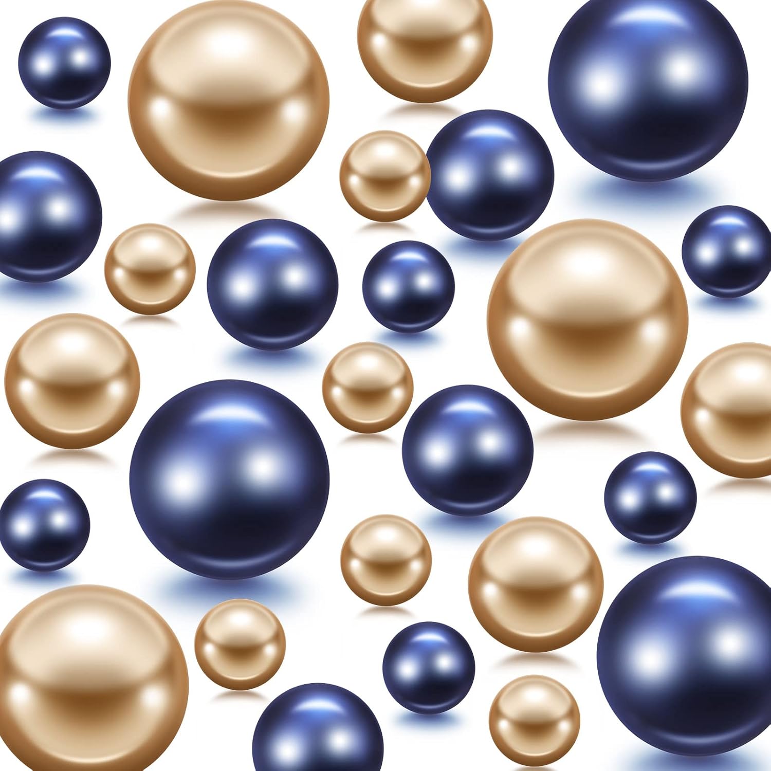 Vase Fillers - 200 Pieces Pearl for Vase Filler Pearl Beads No Hole Pearl Vase Makeup Beads for Brushes Holder for Home Wedding Decor, 10/14/20/30 mm (Gold, Dark Blue)