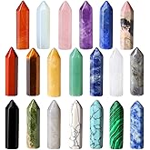 QINJIEJIE 20 PCS Healing Crystals Stones Sets Wands Bulk Natural Pocket Amethyst Crystal Rose Quartz Assorted Pointed Reiki Gemstones Polished Energy Meditation Chakra Valentine's Day Gifts for Women