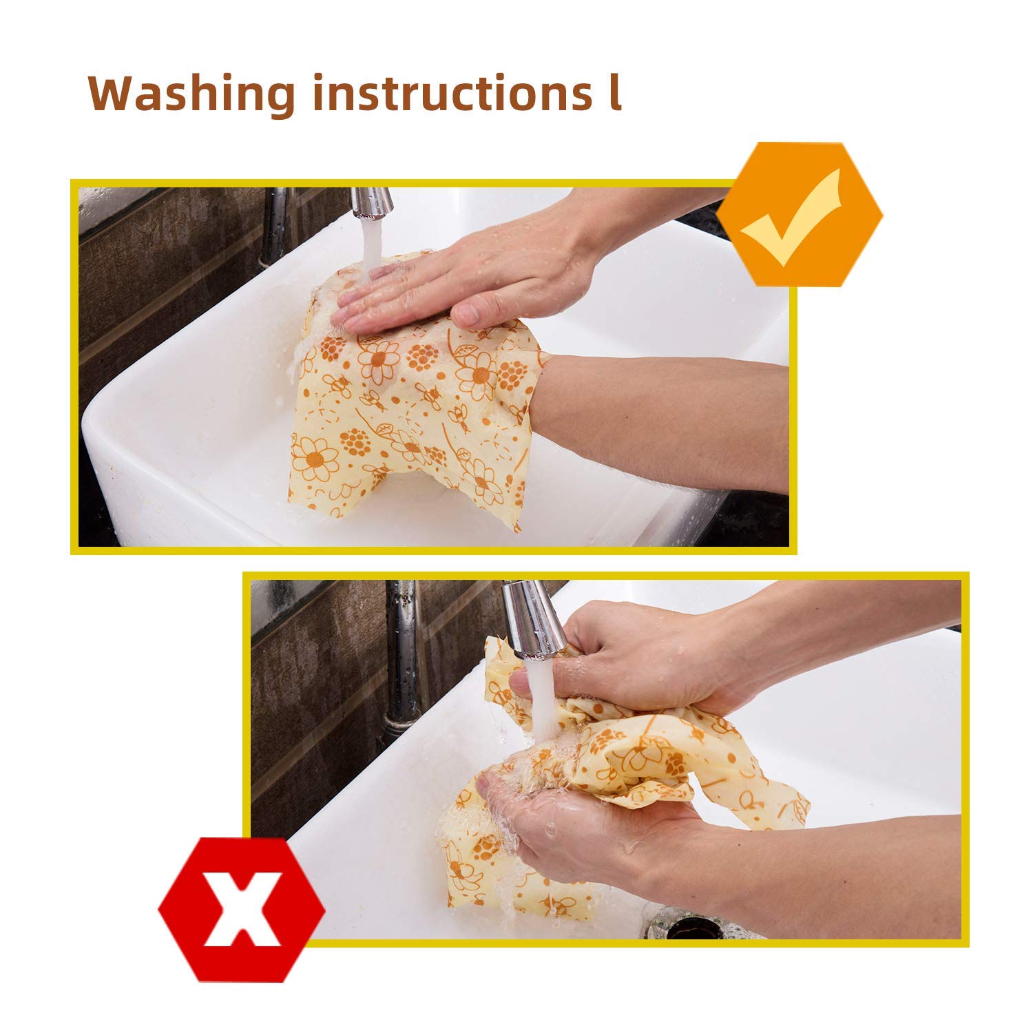 POWERbeast Beeswax Wrap Reusable Organic Beeswax Food Packaging Eco Friendly, Zero Waste, Alternative to Cling Film, Washable Reusable Wax Food Wrap - Set of 3 (Large, Medium, Small)