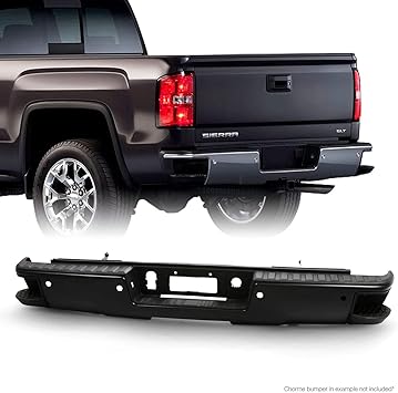 Amazon Com Fits 2014 2018 Chevy Silverado Gmc Sierra 1500 Black Rear Step Bumper W Sensor Holes W Conner Step Hole Accessories Automotive